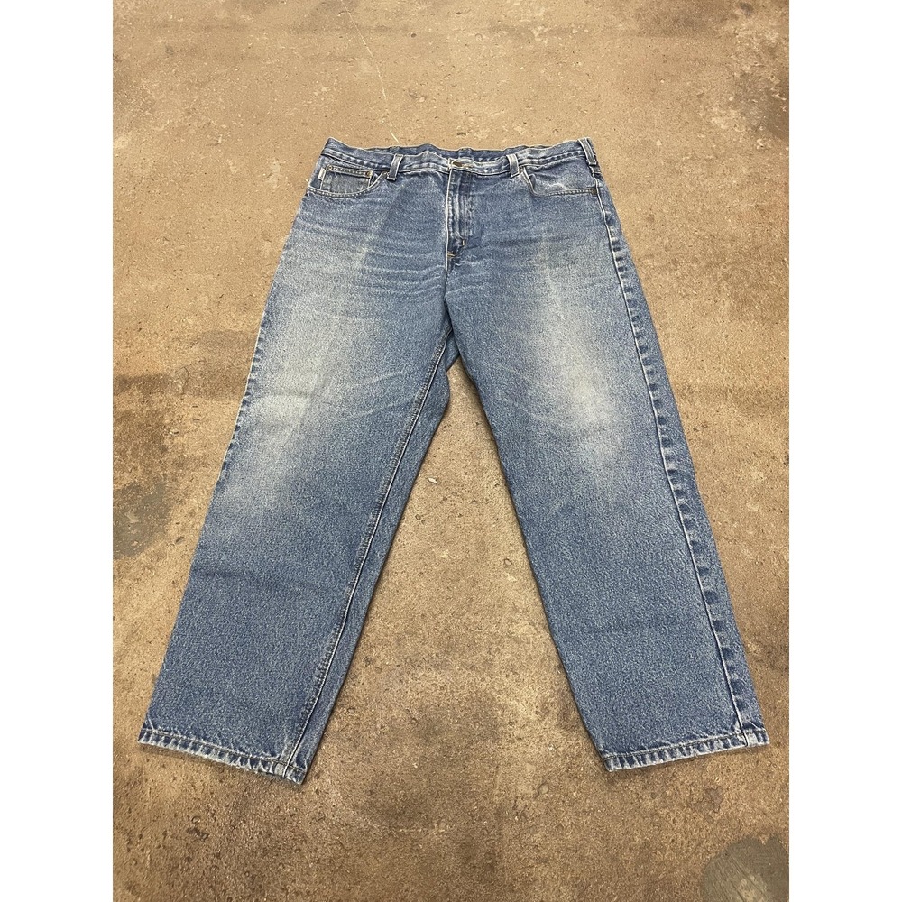 Carhartt Jeans Mens 40x32 Blue Denim Straight Leg Relaxed Fit Workwear Zip Fly